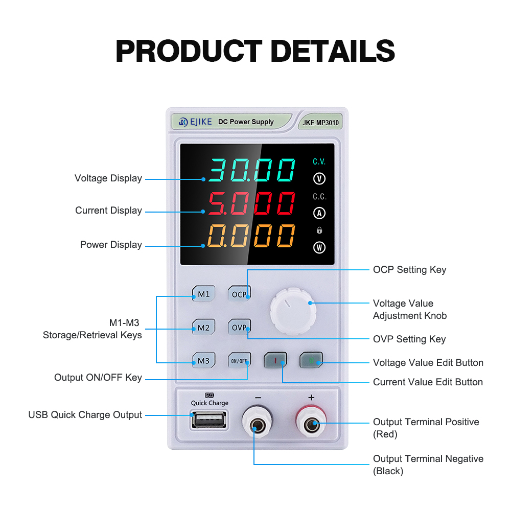 Alimentation électrique EJIKE  - Programmable Dc Power Supply 60V 10A avis et prix